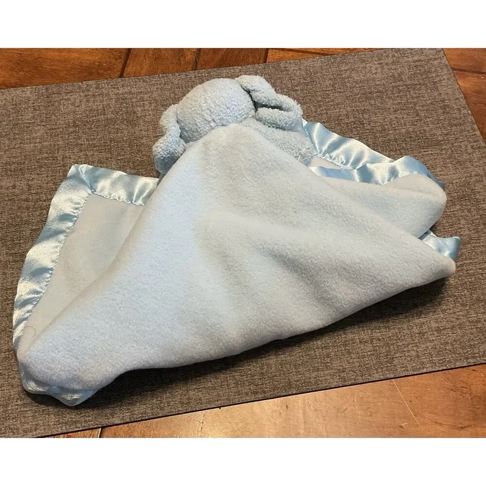 Blankets And Beyond Blue Patch Puppy Dog Baby Lovey Security Blanket Satin Edge